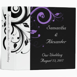 Black and White with Purple Swirl Accent Binder