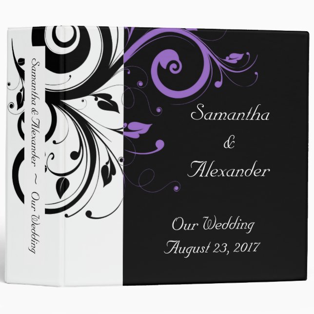 Black and White with Purple Swirl Accent Binder (Front/Spine)