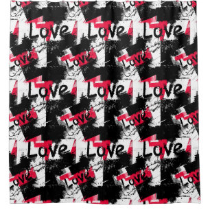 Black and white with red spots love pattern