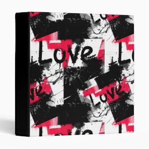 Black and white with red spots love pattern binder