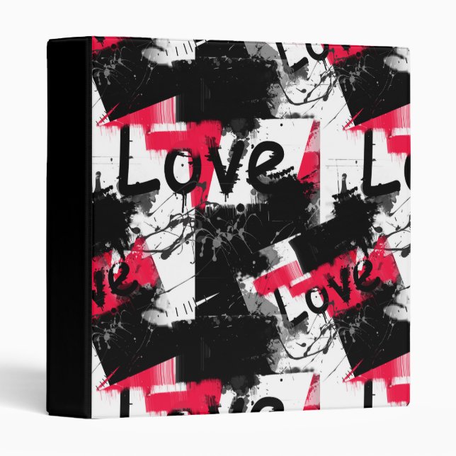 Black and white with red spots love pattern binder (Front/Spine)