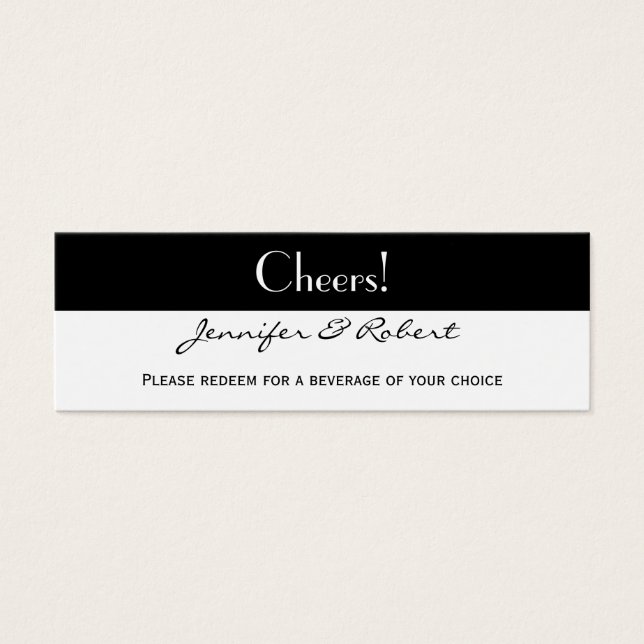 Black and White with Ruby Accent Drink Ticket (Front)