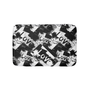 Black and white with spots pattern of love bath mat