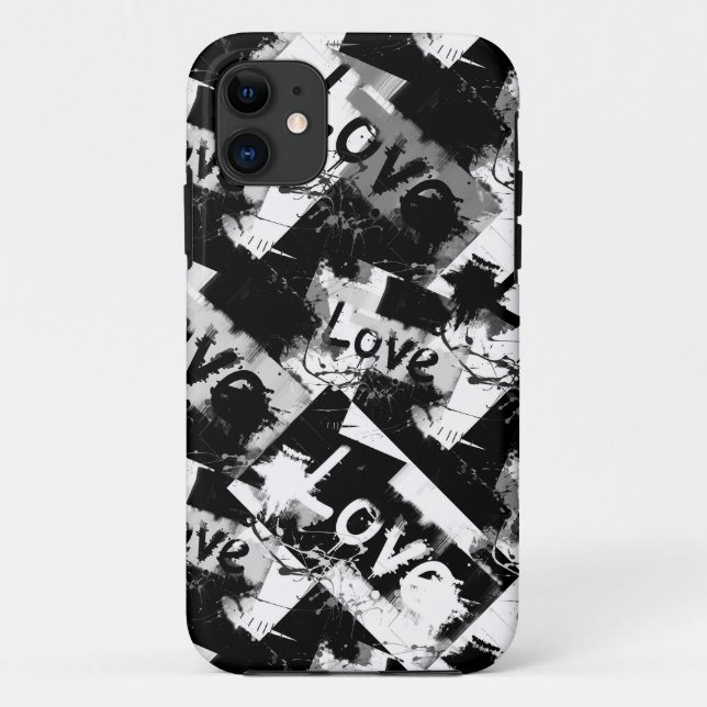 Black and white with spots pattern of love Case-Mate iPhone case (Back)