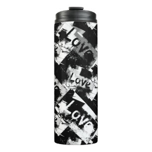 Black and white with spots pattern of love thermal tumbler