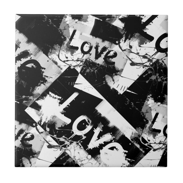 Black and white with spots pattern of love tile (Front)