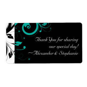 Black and White with Teal Reverse Swirl