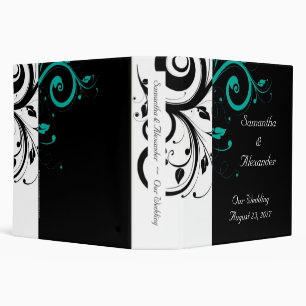Black and White with Teal Reverse Swirl Binder