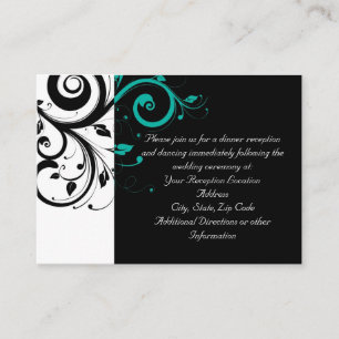 Black and White with Teal Reverse Swirl Enclosure Card