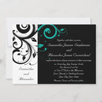 Black and White with Teal Reverse Swirl