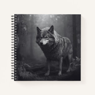 Black and White Wolf Hard Cover Journal