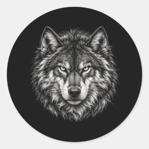 Black and White Wolf Head Tattoo Art Vinyl Sticker