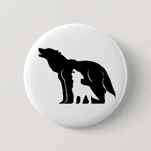 Black and White Wolves 2 Inch Round Button