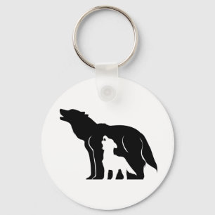 Black and White Wolves Keychain