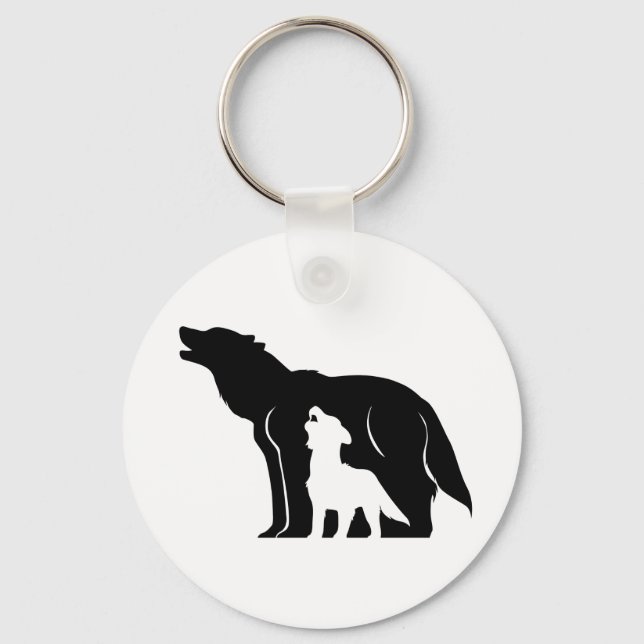 Black and White Wolves Keychain (Front)