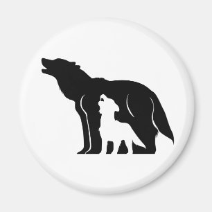Black and White Wolves Magnet