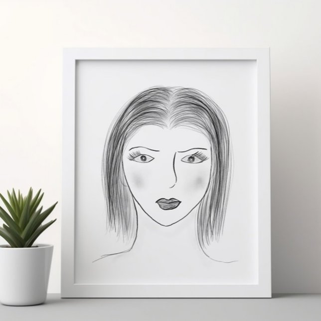 Black and White Woman Face Sketch for Gallery Wall Poster (Creator Uploaded)