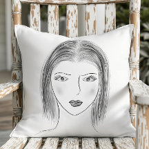 Black and White Woman Face Sketch