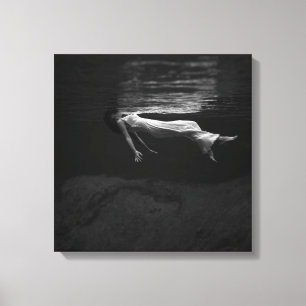 Black and White Woman in the Water Photograph Canvas Print