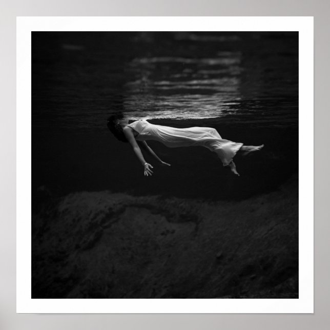 Black and White Woman in the Water Photograph Post Poster (Front)