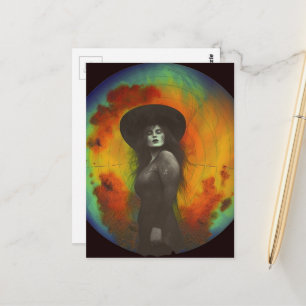 Black and White Woman With Colourful Background Postcard