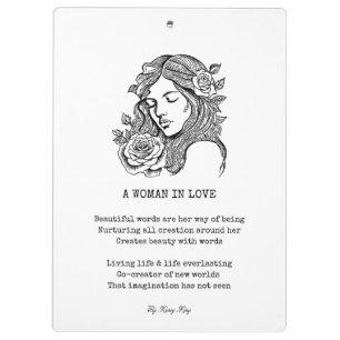 Black and white woman with rose quote wall art clipboard