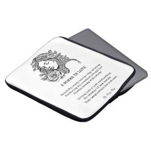Black and white woman with rose quote wall art laptop sleeve
