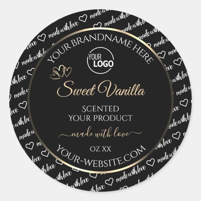 Black and White Word Art Product Labels Logo Gold (Front)