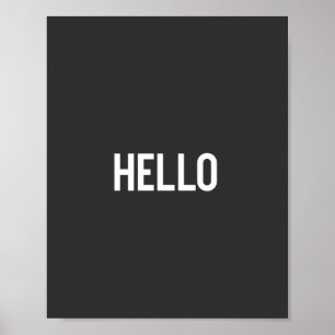 Black and White Word Art Typography Design - HELLO Poster