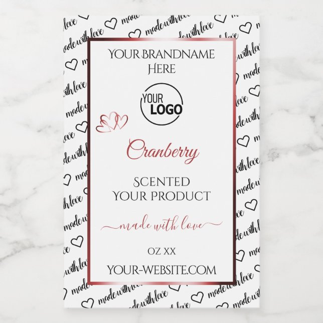 Black and White Word Cloud Logo Product Labels Red (Single Label)