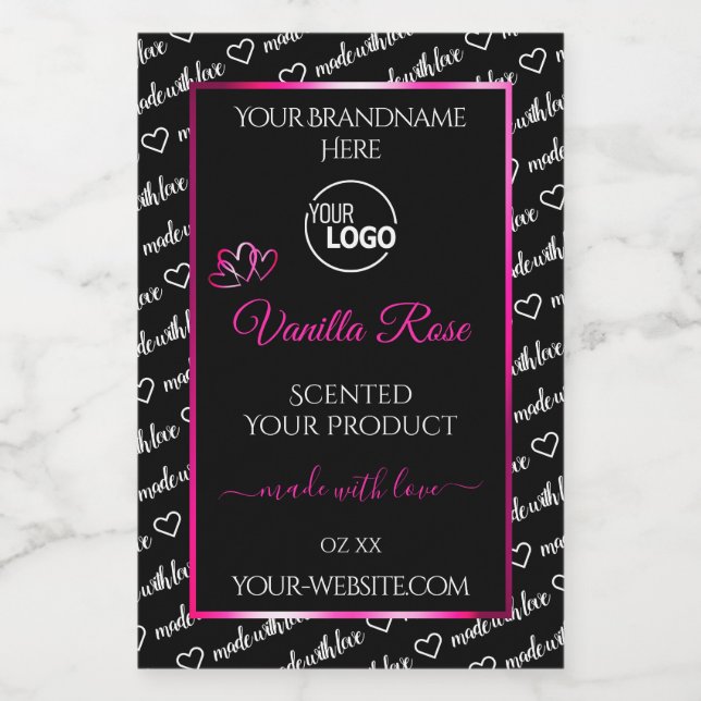 Black and White Word Cloud Pink Product Label Logo (Single Label)