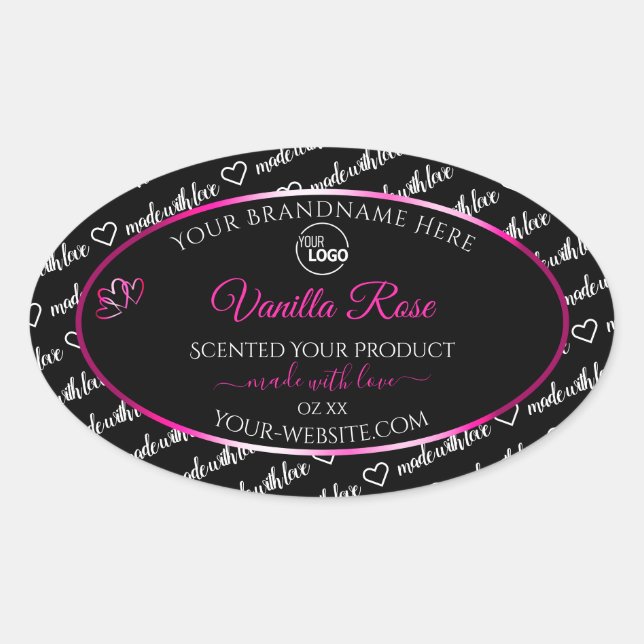 Black and White Word Cloud Pink Product Label Logo (Front)