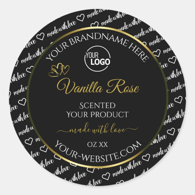 Black and White Word Cloud Product Label Logo Gold (Front)