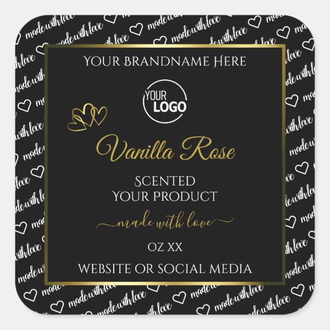 Black and White Word Cloud Product Label Logo Gold (Front)