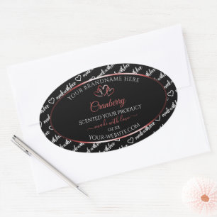 Black and White Word Cloud Product Label Red Heart