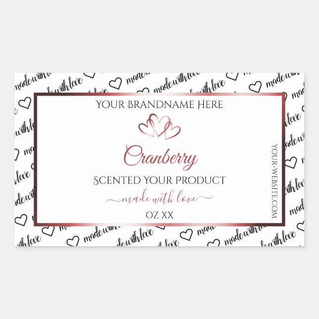 Black and White Word Cloud Product Label Red Heart (Front)