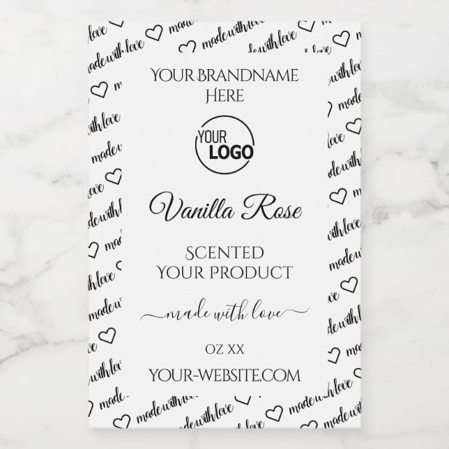 Black and White Word Cloud Product Label with Logo (Single Label)