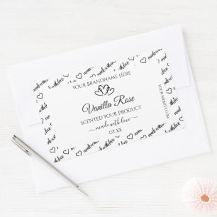 Black and White Word Cloud Product Labels Hearts