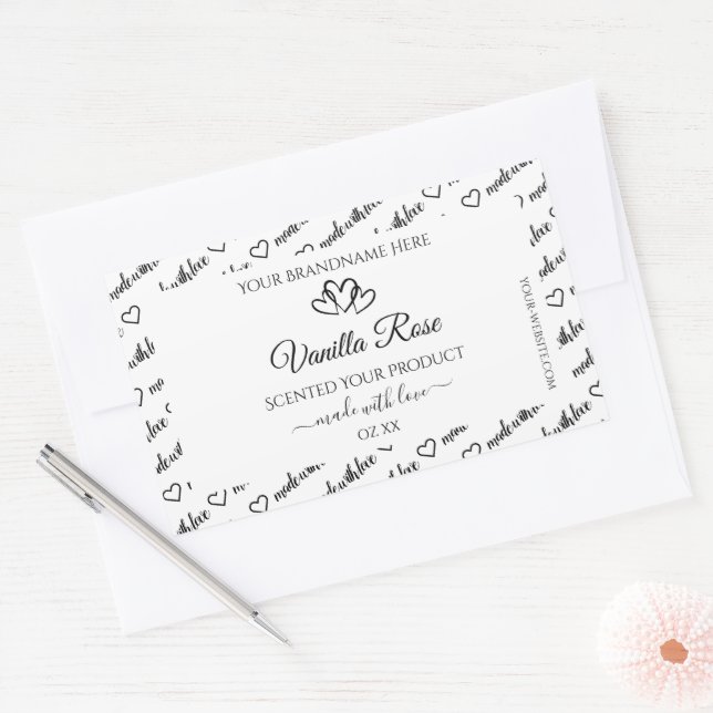 Black and White Word Cloud Product Labels Hearts (Envelope)