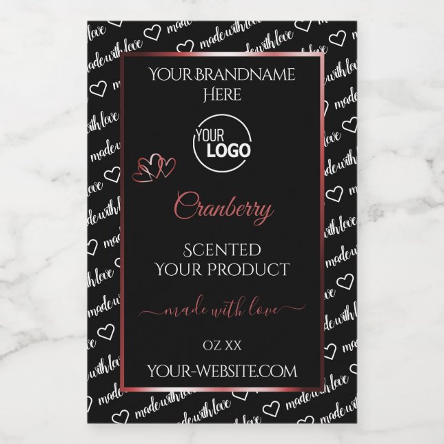 Black and White Word Cloud Red Product Labels Logo (Single Label)