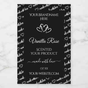 Black and White Words Cloud Product Labels Hearts