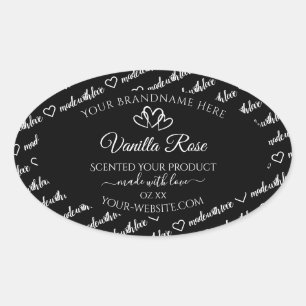 Black and White Words Cloud Product Labels Hearts