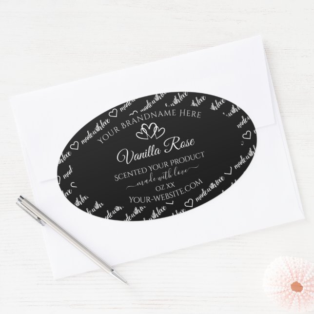 Black and White Words Cloud Product Labels Hearts (Envelope)