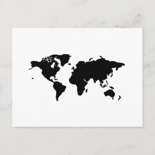 Black and white world illustration postcard