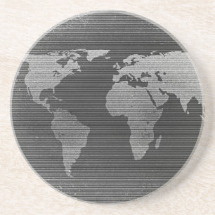 Black and white world map coaster