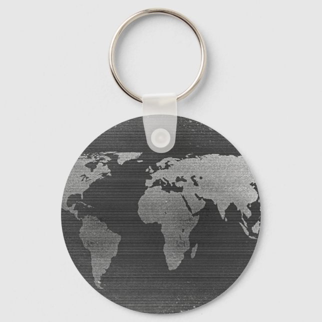 Black and white world map keychain (Front)
