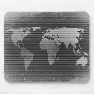 Black and white world map mouse pad