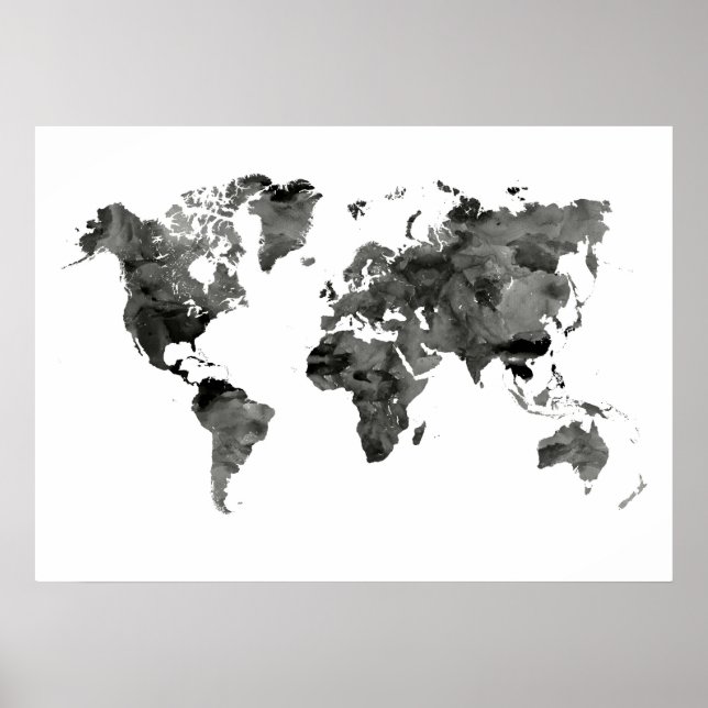 Black and White World Map Poster (Front)