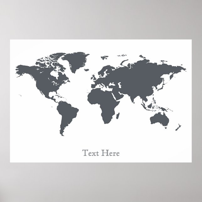 Black And White World Map Posters 10 Personalized (Front)