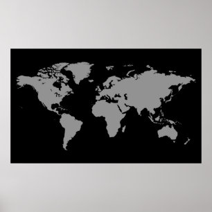 Black And White World Map Posters 11
